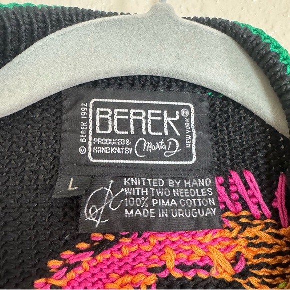Berek Martha D Vintage 1992 Animal Safari Pima Cotton HandKnit Button Cardigan - Picture 3 of 10